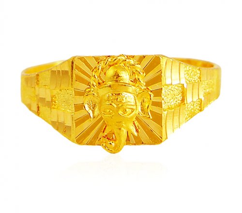 22k Gold Ganesha Mens Ring 