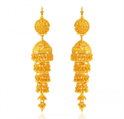 22K Gold Layered Jhumki Earrings 