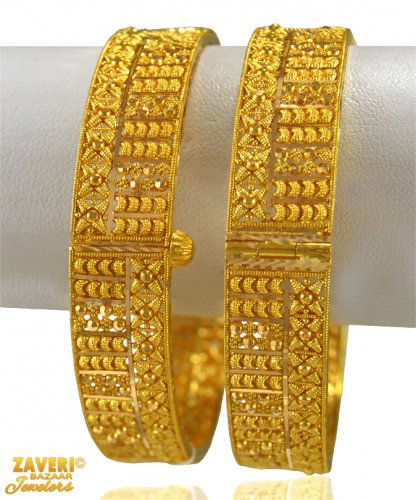 22k Gold Indian Filigree Kada 2PCs 