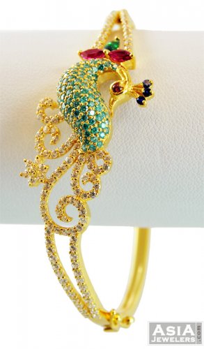 22K Gold Designer Peacock Bangle  