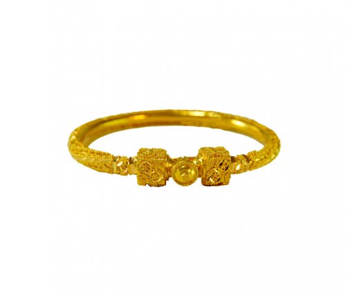 22kt Gold Kids Kada - AjBa64517 - 22kt Gold Kids Kada is designed with ...