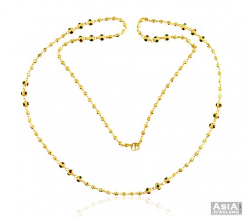 Beautiful Meena Gold Chain - AjCh58751 - 22k Gold Chain, beautifully ...