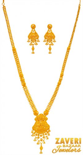 22Kt Gold Long Necklace Set 
