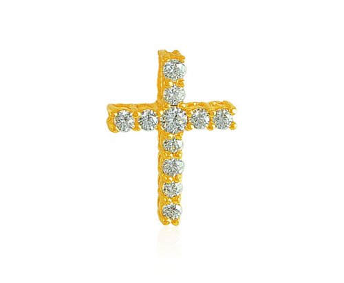 Gold Cross Pendant with CZ 