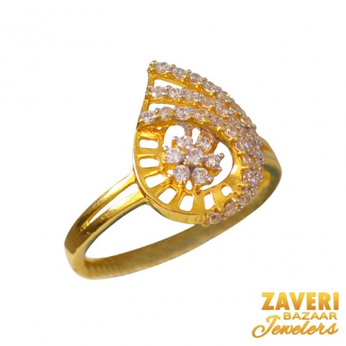 22Kt Gold CZ Fancy Ring 