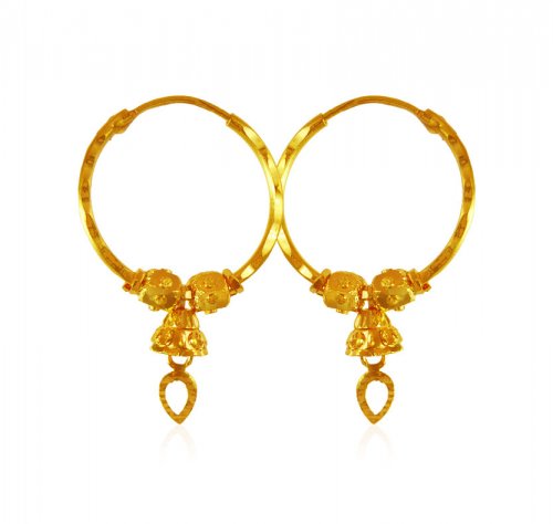 22K Gold Bali Earrings 