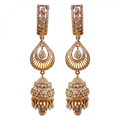 18k Gold Diamond Jhumki Earrings 