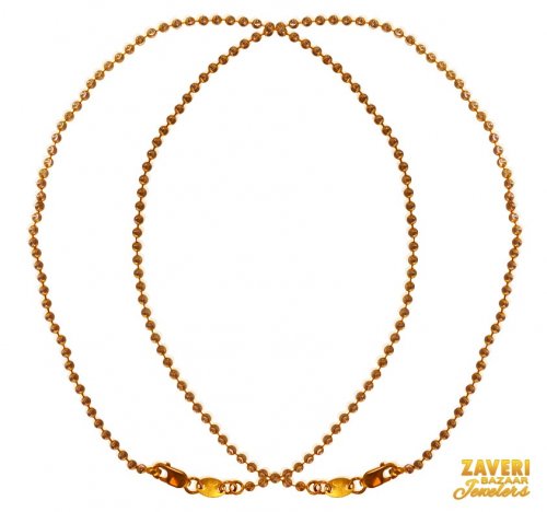 22 Kt Gold Two Tone  Anklet (2 PC) 
