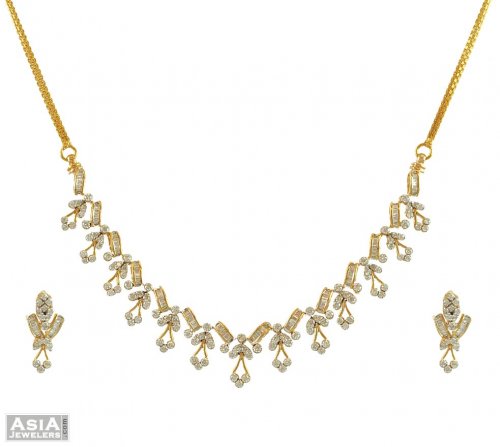 18k Genuin Diamond Necklace Set  