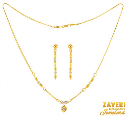 22k Dual Tone Light Necklace Set 