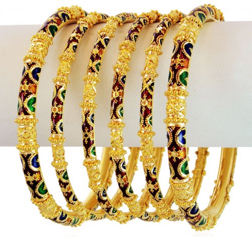 Exquisite Meena 22K Bangles Set  