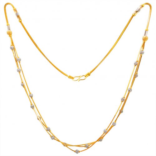 22kt Gold Two Tone Layered Chain for Ladies 
