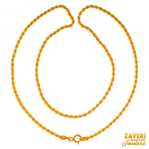 22 kt Gold Hollow Chain (16 In) 