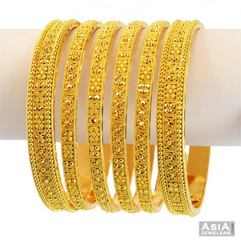 22k Indian Gold Bangles Set - AsBa56630 - 22k Indian gold bangles set ...