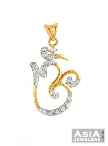 Gold two tone Om Pendant 