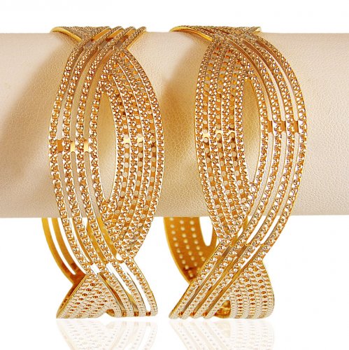 22K Gold Rhodium Kada set of 2 