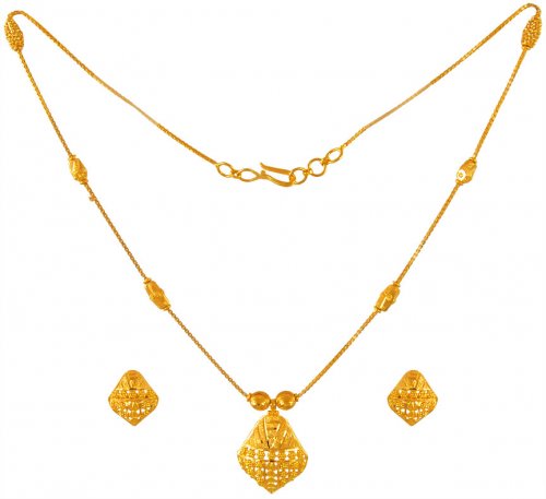 22K Yellow Gold Necklace Set 
