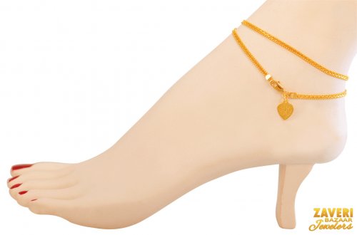 22Kt Gold Fancy Anklets (2 PC) 