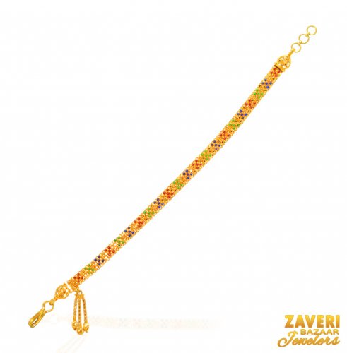 22Kt Gold Meenakari Bracelet 