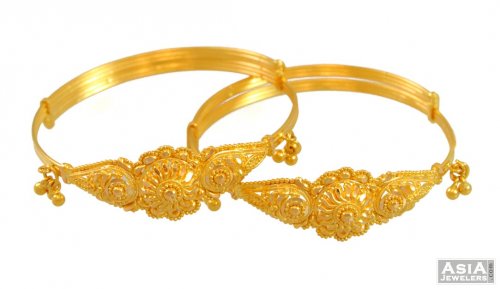 Gold Filigree Baby Bangles 