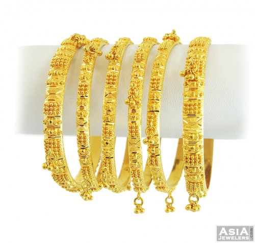 22K Gold Bangles (ONLY 2 SIDE KADAS AVAILABLE) - AsBa55689 - 22K Gold ...