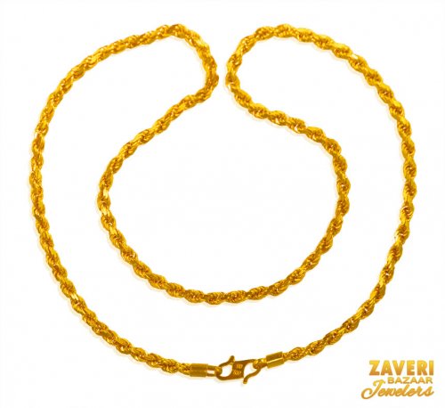 22 Karat Gold Rope Chain 16 In 