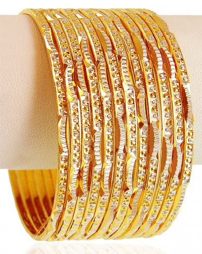 22K Gold Two Tone Bangles 8pcs 