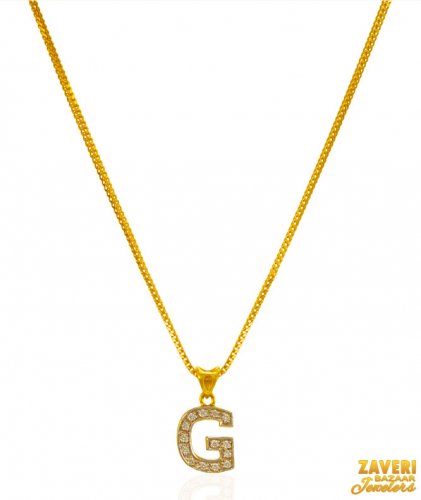 22K Gold Initial Pendant (Letter G) 