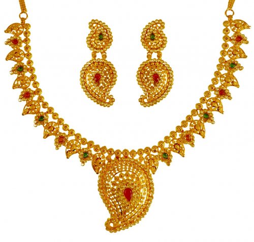 22KT Gold Precious Stones Set 