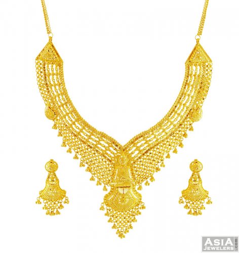 22k Yellow Gold Necklace Set 