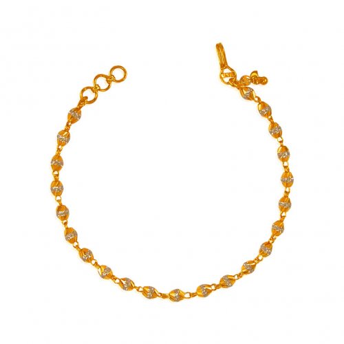 22kt Gold Two Tone Bracelet - AjBr62463 - 22 kt Gold Two tone ladies ...