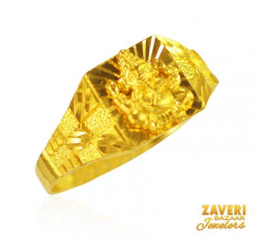 22k Gold Ganesha Mens Ring  