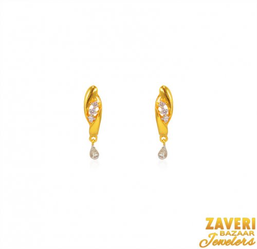 22K Gold CZ Earrings 