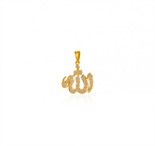 22 kt Gold Allah Pendant with CZ 