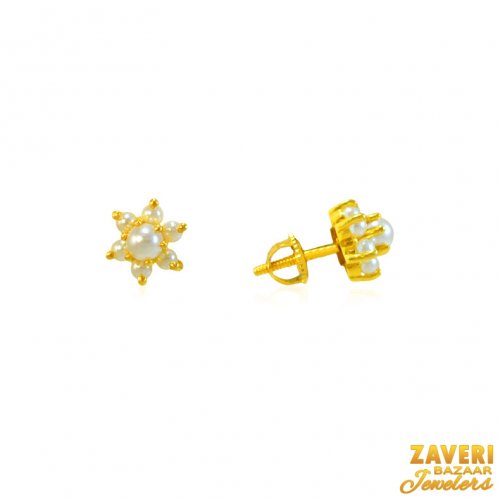 22Kt Gold and Pearls Earrings 