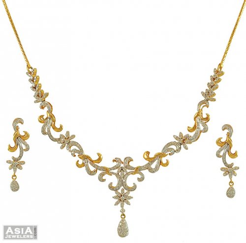 18k Genuine Diamond Necklace Set 