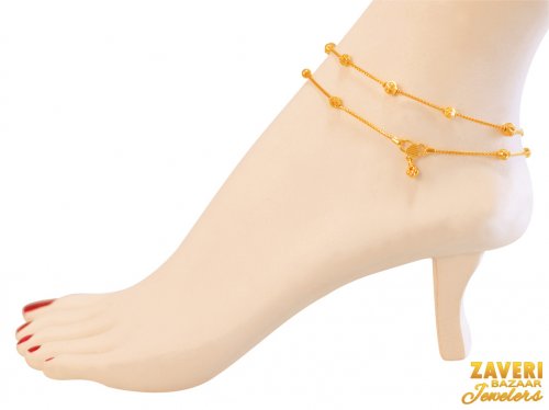 22Kt Gold Fancy  Anklets (2 PC) 