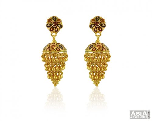 22k Gold Beautiful Jhumki Ajer59040 Handcrafted 22k Gold Beautiful Jhumki