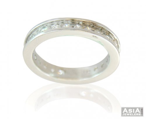 18K Mens Eternity Studded Band  
