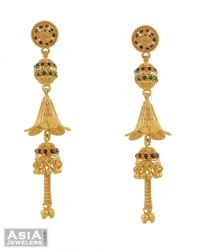 22K Meenakari Long Earrings 