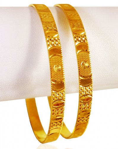 22K Gold Machine Bangles - AjBa64237 - 22K Gold Machine Bangles(Set Of ...