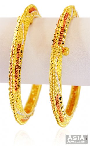 Designer 3 Tone Gold Kadas - AjBa59153 - 22K Gold Designer Kadas ...