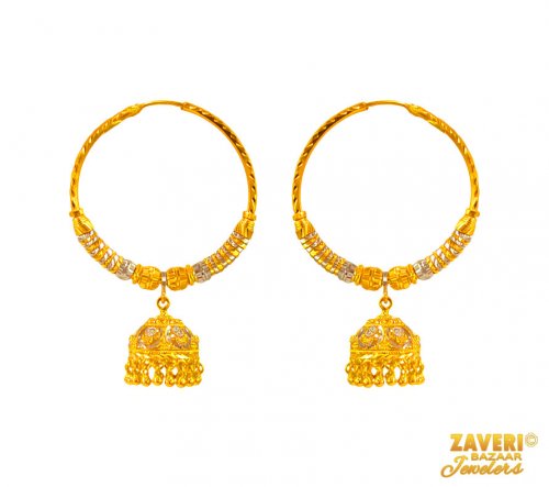 22 K Gold Wide Hoop Earrings  