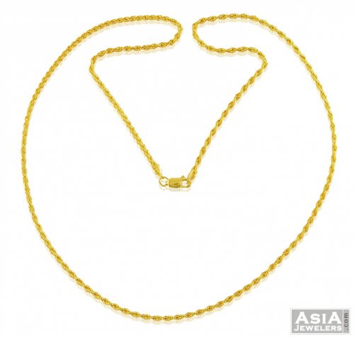 22k (22 In) Gold Hollow Rope Chain - AsCh57882 - 22k Gold Chain ...