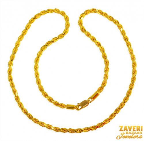 22 kt Gold Rope Chain (20 In) 