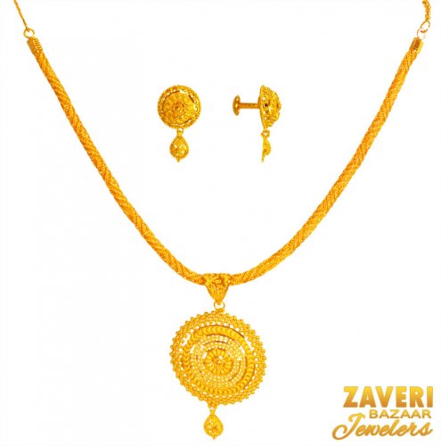 22k Gold Pendant Necklace Set 