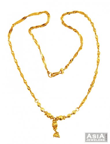 22K Plain Gold Balls Dokia Chain - ajch56899 - 22K Fancy Ladies Dokia ...