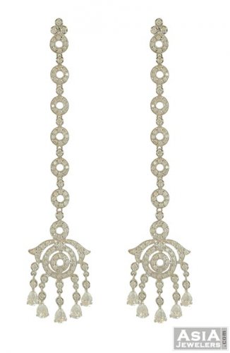 Long White Gold Fancy Earrings 