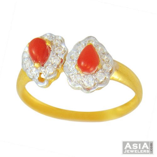 22K Gold Coral Ring 