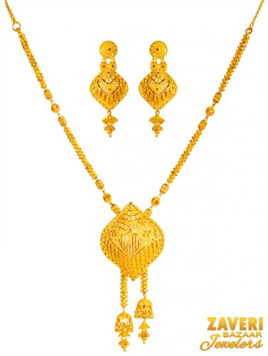 Buy quality 22k Gold Designer Long Necklace Set MGA - GLS020 in Amreli